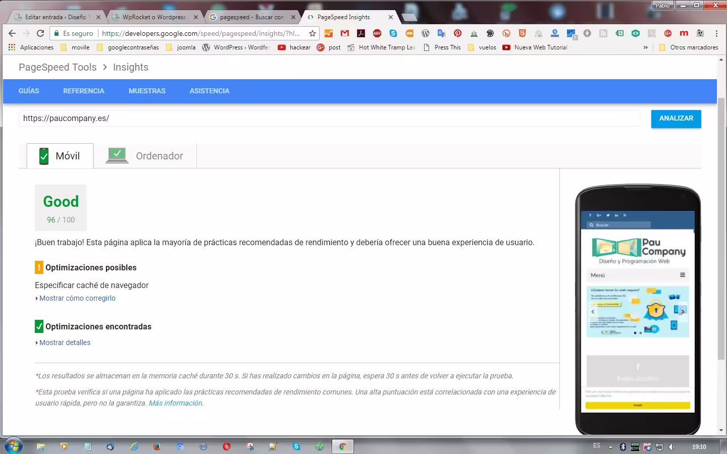 pagespeedmovil con WPRocket pagespeedmovil con WPRocket