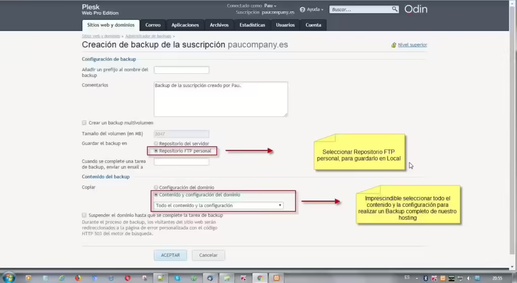 Backup completo de nuestro hosting Backup completo de nuestro hosting