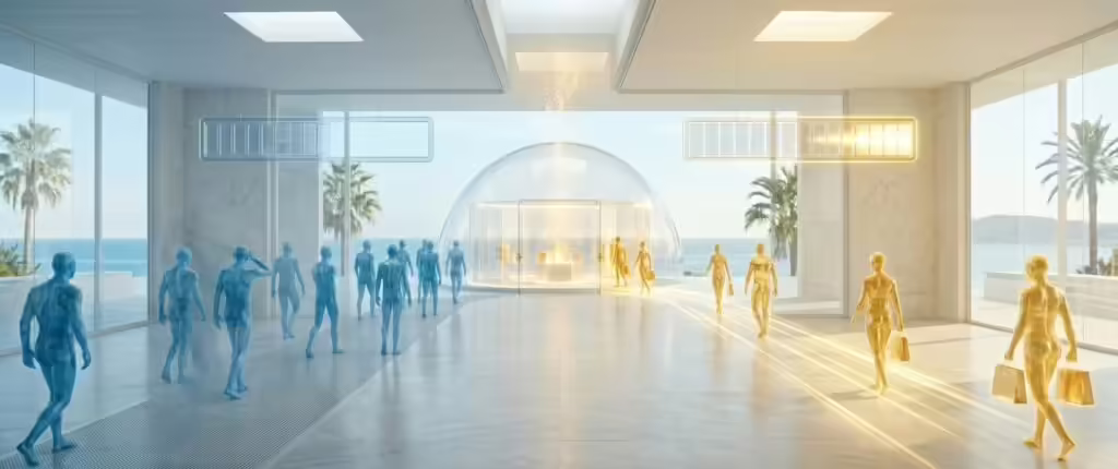 Ilustración de una sala de servidores acristalada en una oficina luminosa